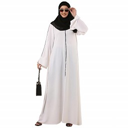 Front open premium CEY fabric abaya- White Front open premium CEY fabric abaya- White
